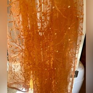 Long net gown dress full of pearls perfect for holidays